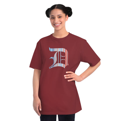 Detroit 'Old English D' T-Shirt (Climate Stripes Edition) | Unisex Organic