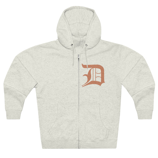 Detroit 'Old English D' Hoodie (Copper Color) | Unisex Full Zip