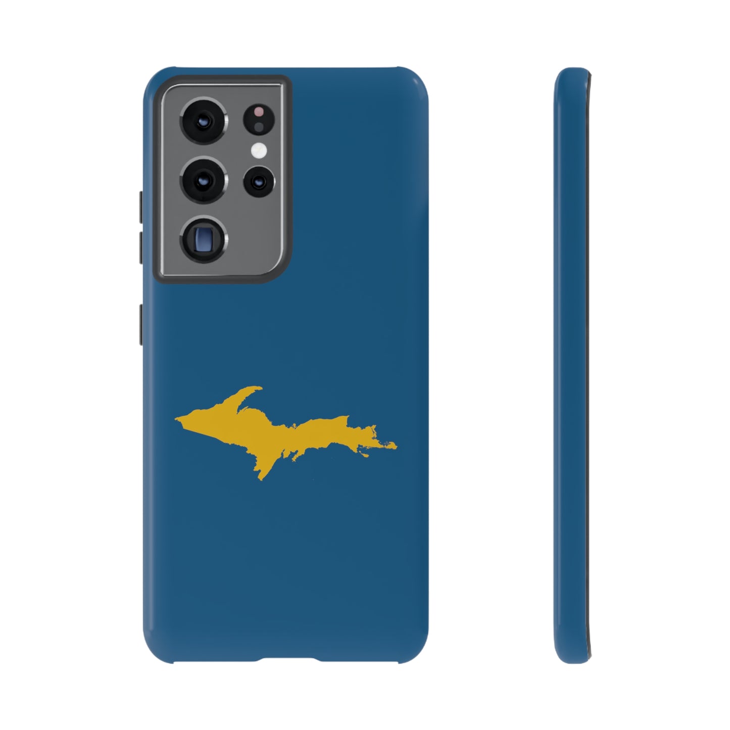 Michigan Upper Peninsula Tough Phone Case (Blueberry w/ Gold UP Outline) | Samsung & Pixel Android