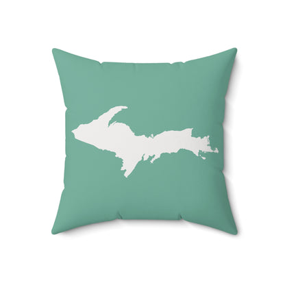 Michigan Upper Peninsula Accent Pillow (w/ UP Outline) | Metallic Mint Green