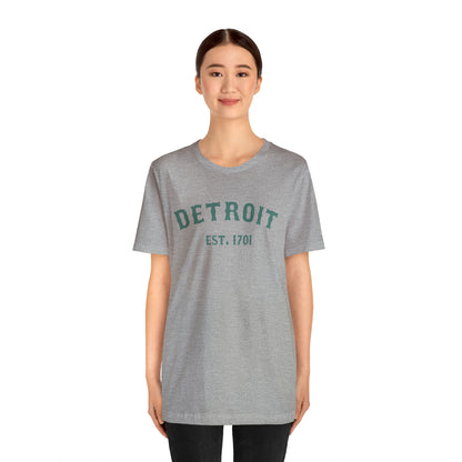 'Detroit EST. 1701' T-Shirt (Copper Green Ballpark Font) | Unisex Standard