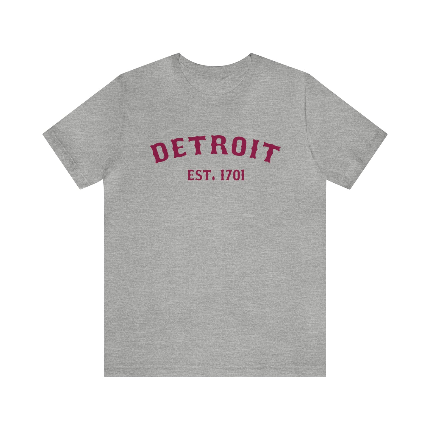 'Detroit EST. 1701' T-Shirt (Ruby Red Ballpark Font) | Unisex Standard