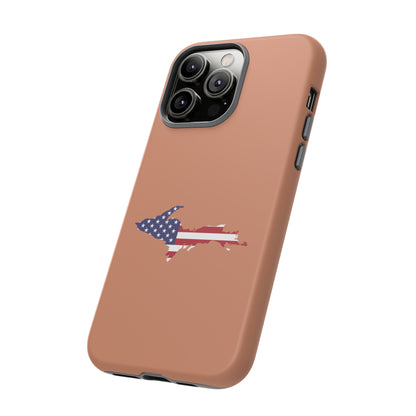 Michigan Upper Peninsula Tough Phone Case (Copper Color w/ UP USA Flag Outline) | Apple iPhone