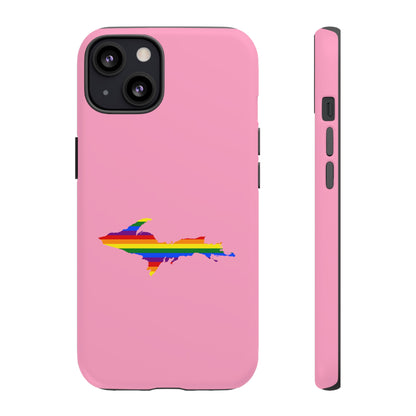 Michigan Upper Peninsula Tough Phone Case ('67 Pink Caddie w/ UP Pride Flag Outline) | Apple iPhone