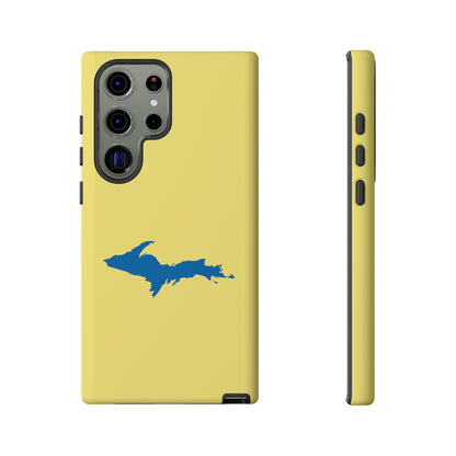 Michigan Upper Peninsula Tough Phone Case (Yellow Cherry w/ Azure UP Outline) | Samsung & Pixel Android