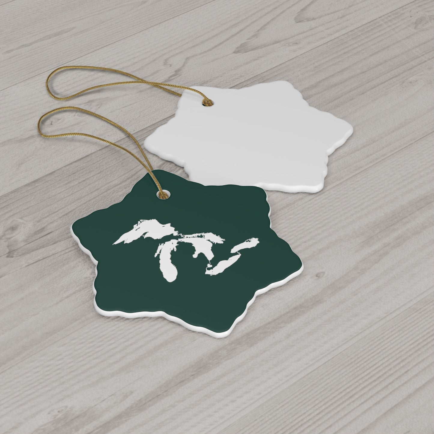 Great Lakes Christmas Ornament (Laconic Green) | Ceramic - 4 Shapes