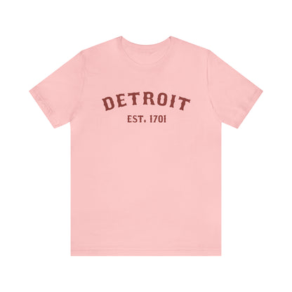 Detroit EST. 1701' T-Shirt (Ore Dock Red Ballpark Font) | Unisex Standard