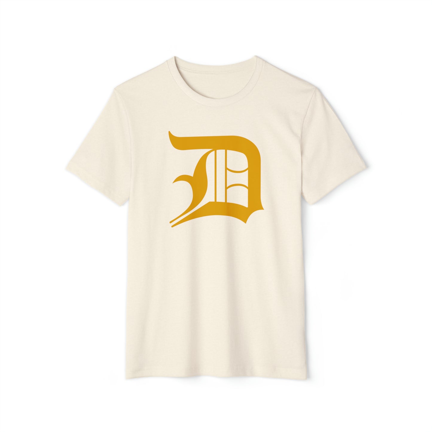 Detroit 'Old English D' T-Shirt (Gold) | Unisex Recycled Organic