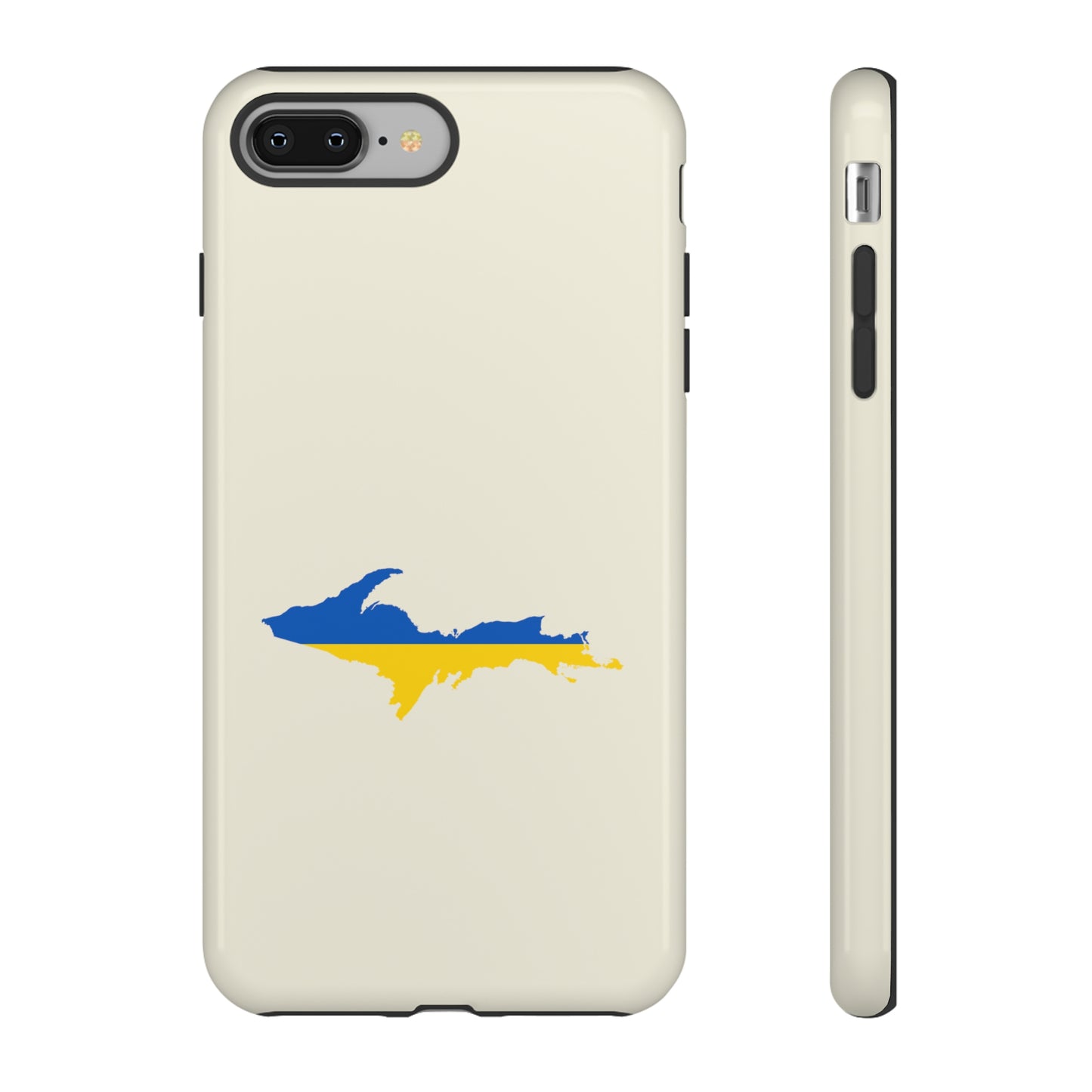 Michigan Upper Peninsula Tough Phone Case (Ivory Color w/ UP Ukraine Flag Outline) | Apple iPhone