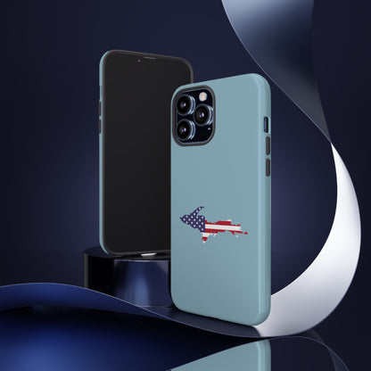 Michigan Upper Peninsula Tough Phone Case (Opal Blue w/ UP USA Flag Outline) | Apple iPhone