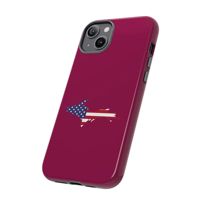 Michigan Upper Peninsula Tough Phone Case (Ruby Red w/ UP USA Flag Outline) | Apple iPhone