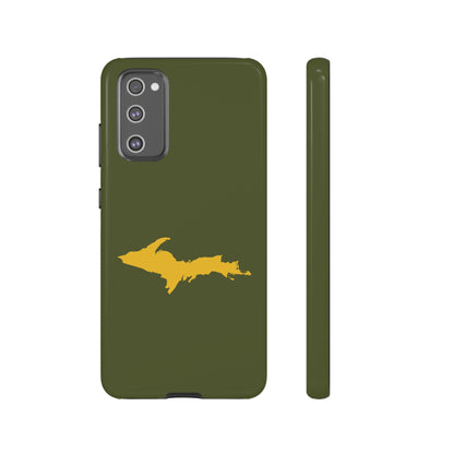 Michigan Upper Peninsula Tough Phone Case (Army Green w/ Gold UP Outline) | Samsung & Pixel Android