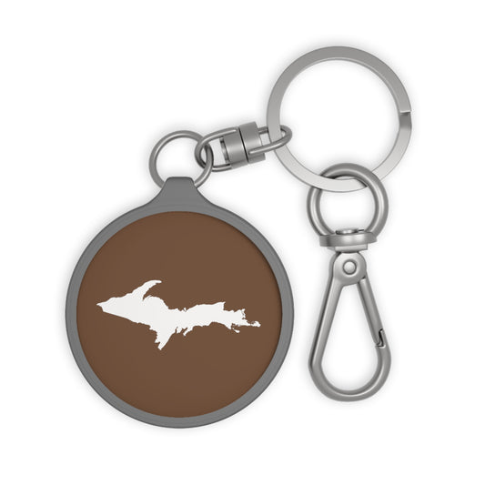 Michigan Upper Peninsula Keyring (w/ UP Outline) | Coffee Color