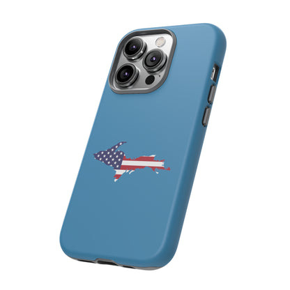 Michigan Upper Peninsula Tough Phone Case (Lake Michigan Blue w/ UP USA Flag Outline) | Apple iPhone