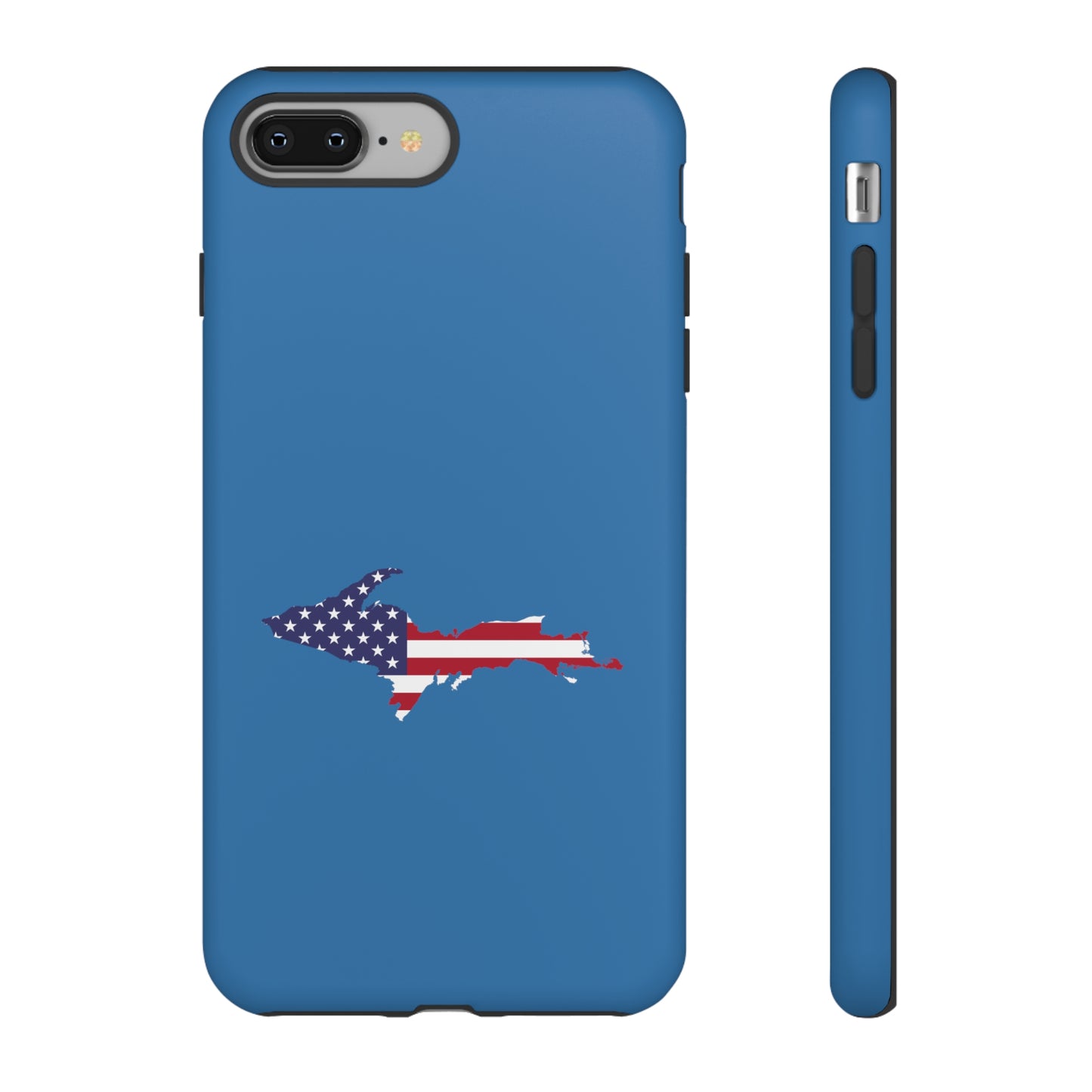 Michigan Upper Peninsula Tough Phone Case (Lake Superior Blue w/ UP USA Flag Outline) | Apple iPhone