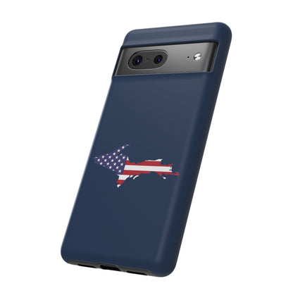 Michigan Upper Peninsula Tough Phone Case (Navy w/ UP USA Flag Outline) | Samsung & Pixel Android