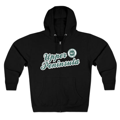 Upper Peninsula EST 1837' Hoodie (Copper Green Script Font) | Unisex Full Zip