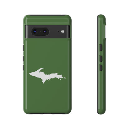 Michigan Upper Peninsula Tough Phone Case (Pine Green w/ UP Outline) | Samsung & Pixel Android