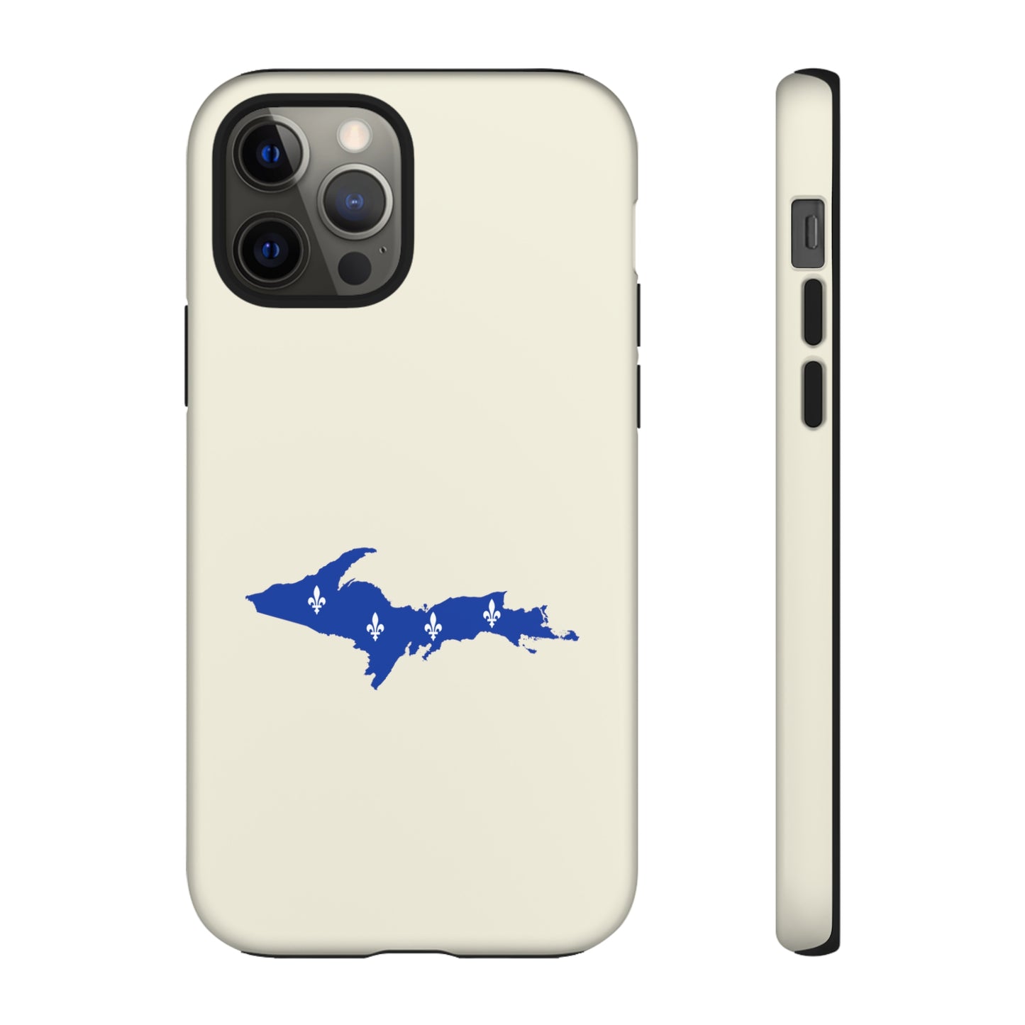 Michigan Upper Peninsula Tough Phone Case (Ivory White w/ UP Quebec Flag Outline) | Apple iPhone