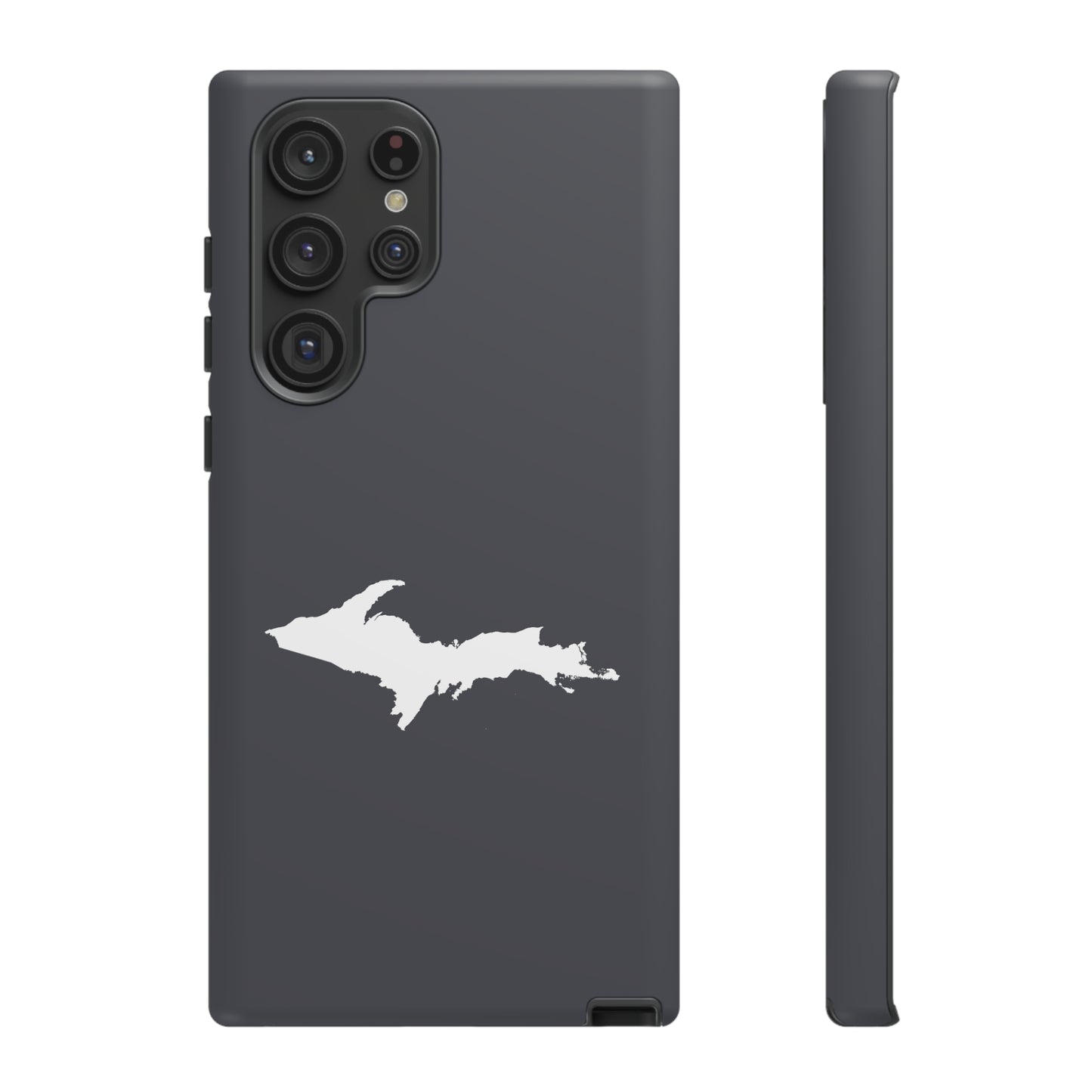 Michigan Upper Peninsula Tough Phone Case (Iron Ore Grey w/ UP Outline) | Samsung & Pixel Android