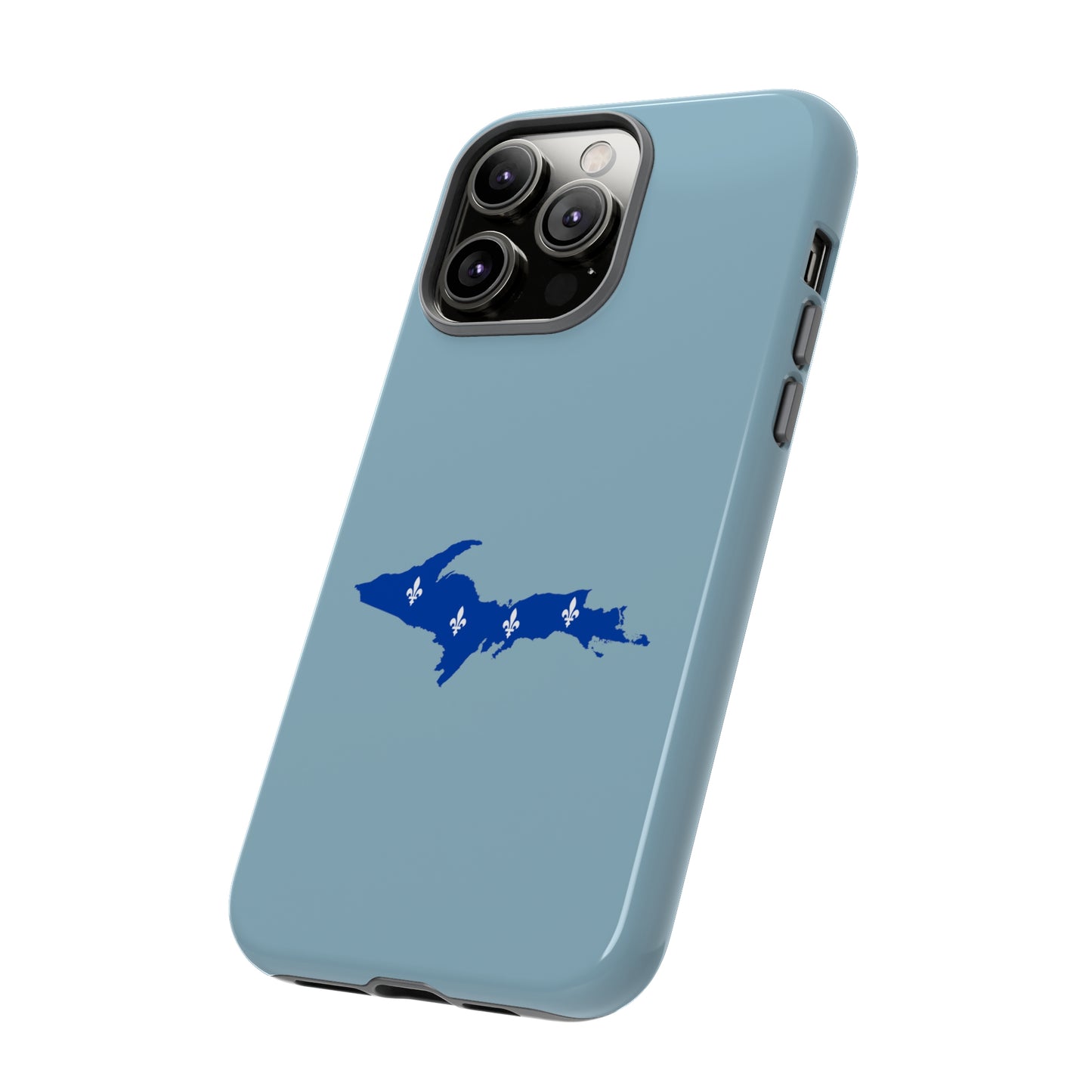 Michigan Upper Peninsula Tough Phone Case (Opal Blue w/ UP Quebec Flag Outline) | Apple iPhone