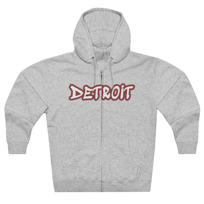 'Detroit' Hoodie (Ore Dock Red Tag Font) | Unisex Full Zip