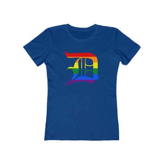 Detroit 'Old English D' T-Shirt (Rainbow Pride Edition) | Women's Boyfriend Cut