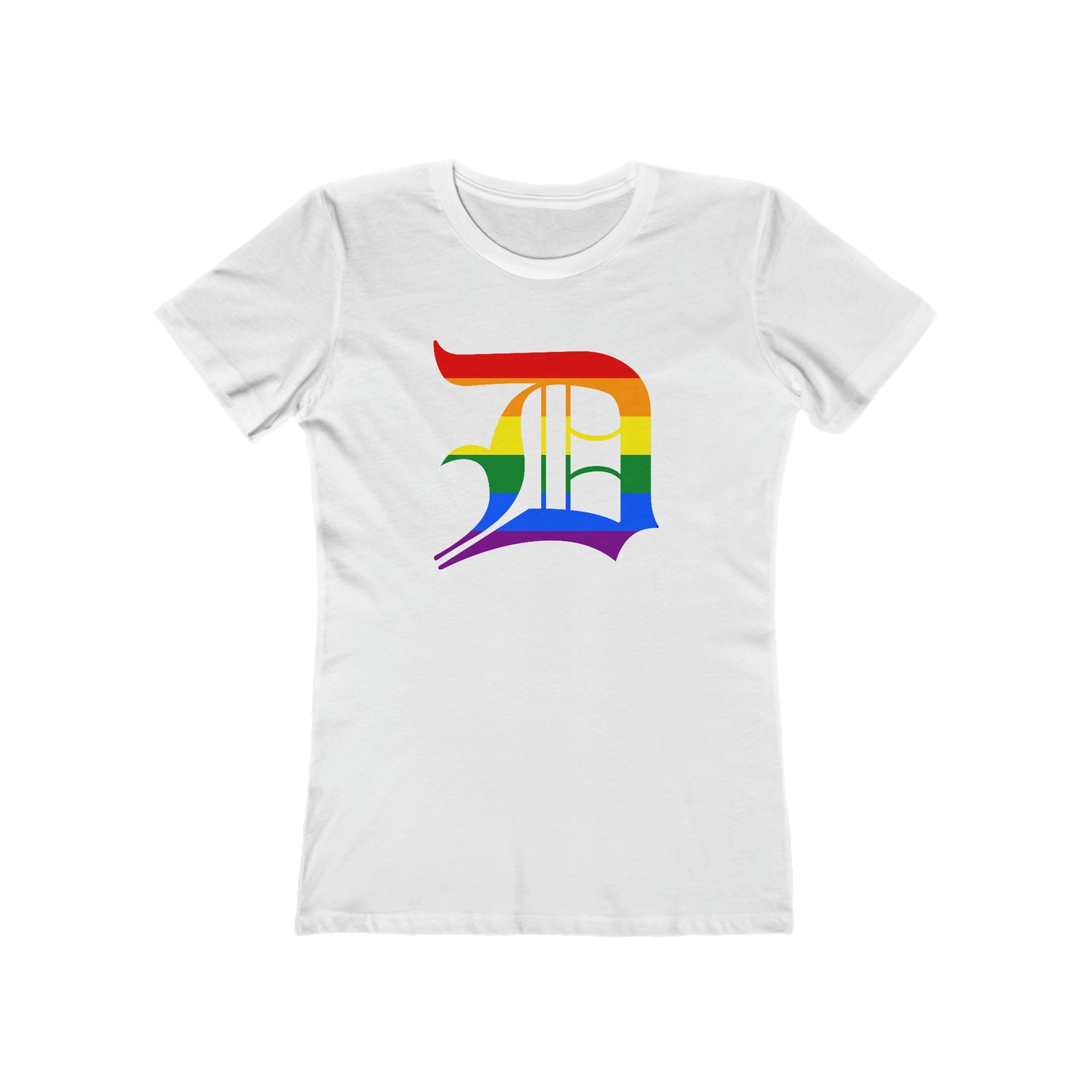 Detroit 'Old English D' T-Shirt (Rainbow Pride Edition) | Women's Boyfriend Cut