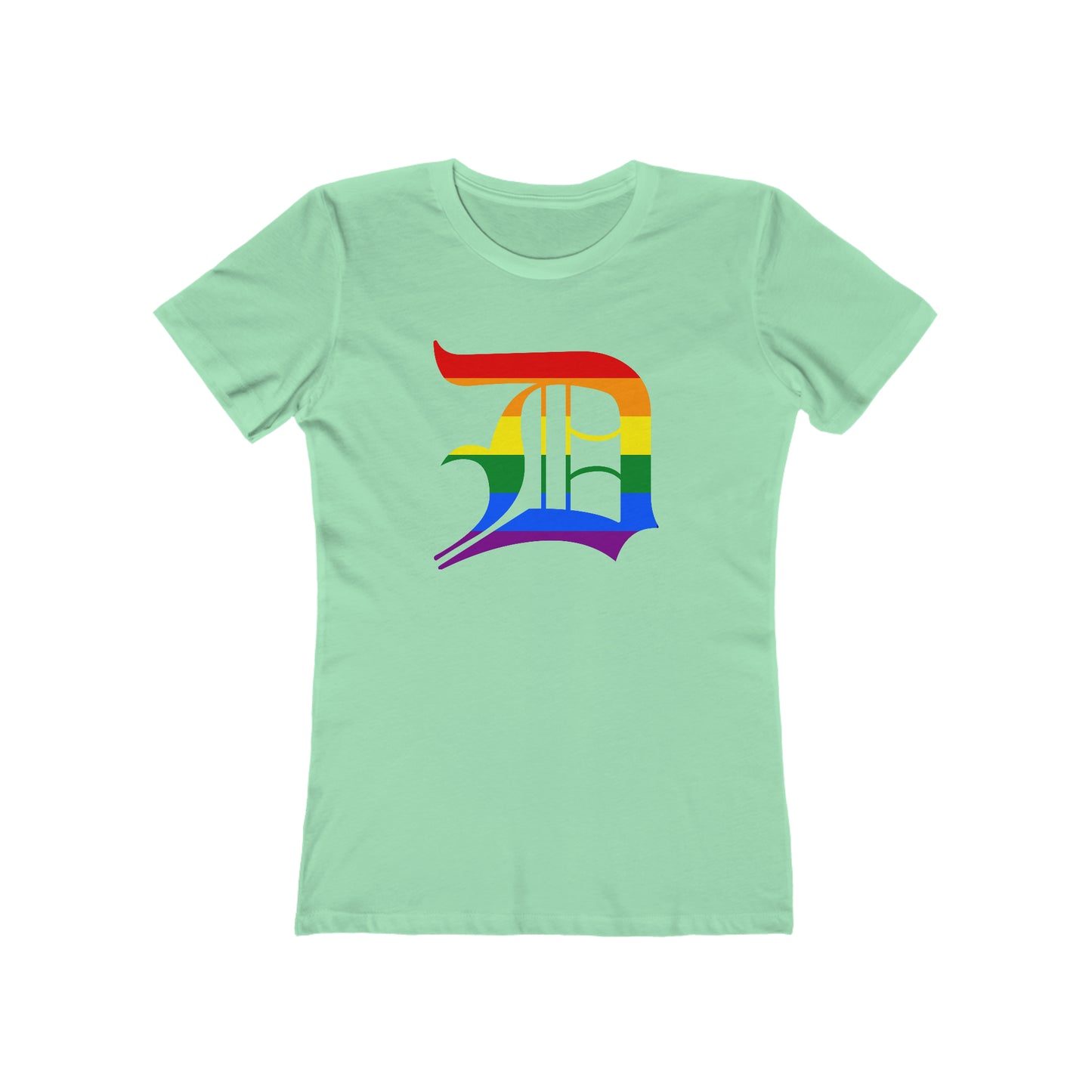 Detroit 'Old English D' T-Shirt (Rainbow Pride Edition) | Women's Boyfriend Cut