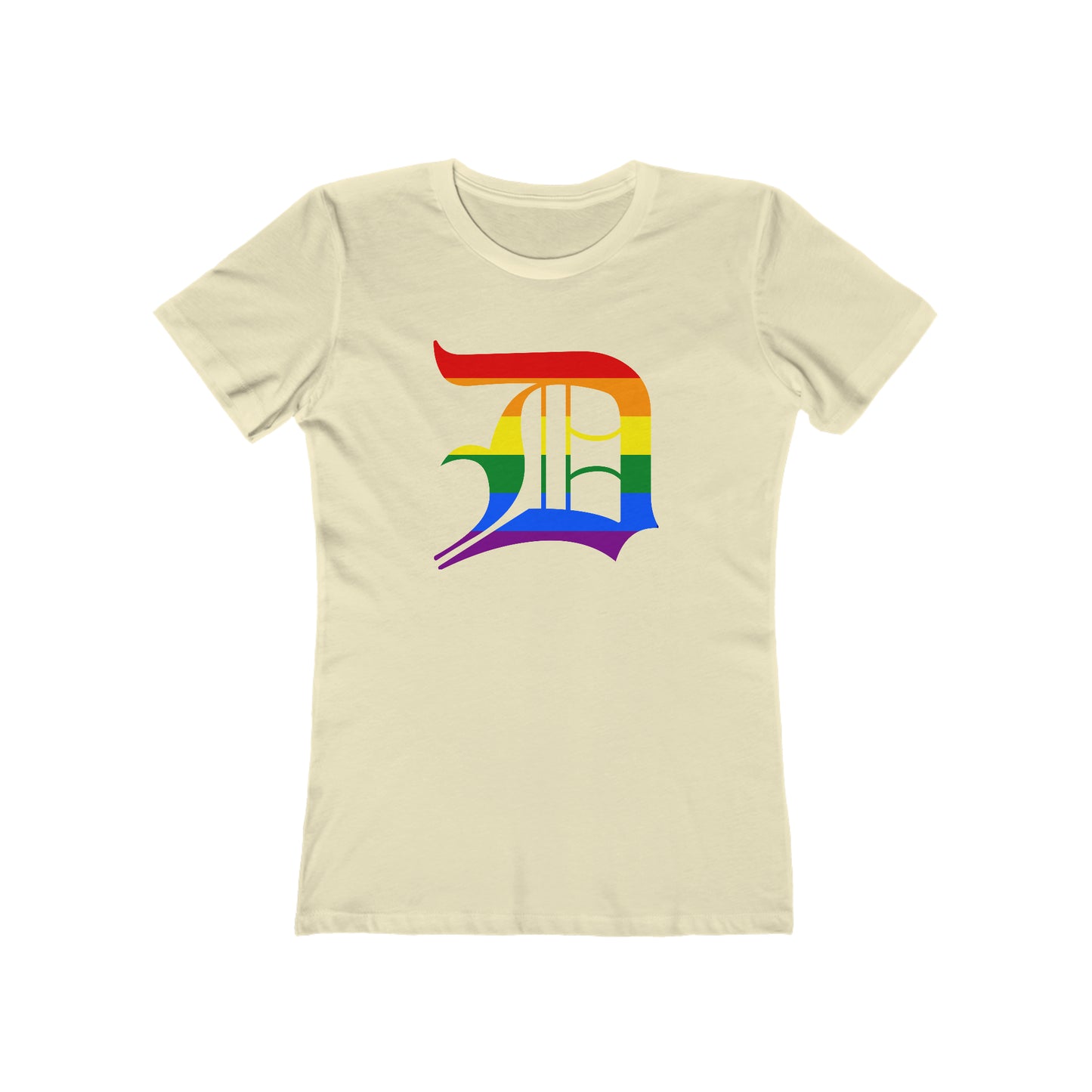 Detroit 'Old English D' T-Shirt (Rainbow Pride Edition) | Women's Boyfriend Cut