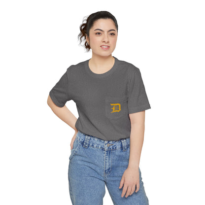 Detroit 'Old English D' Pocket T-Shirt (Gold) | Unisex Standard
