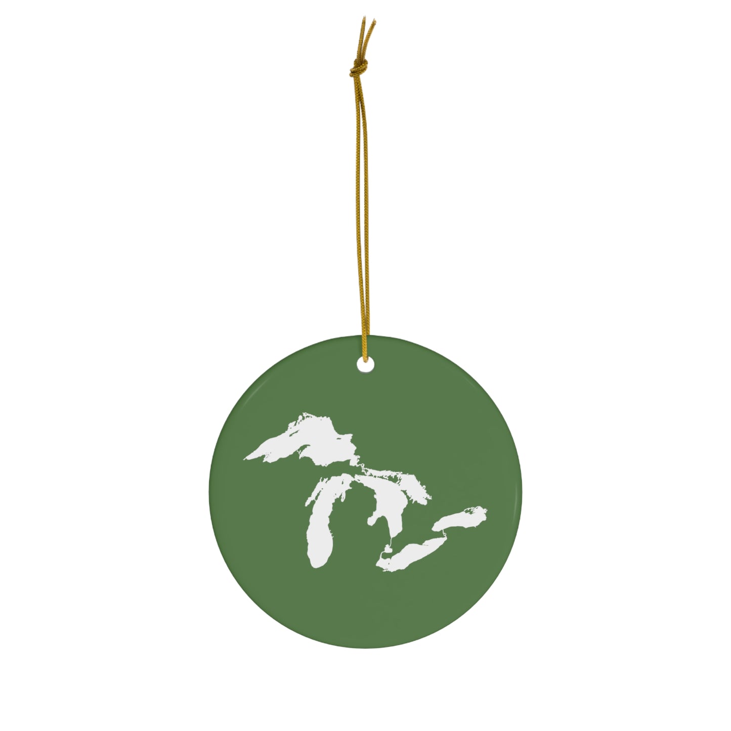 Great Lakes Christmas Ornament (Pine Green) | Ceramic - 4 Shapes