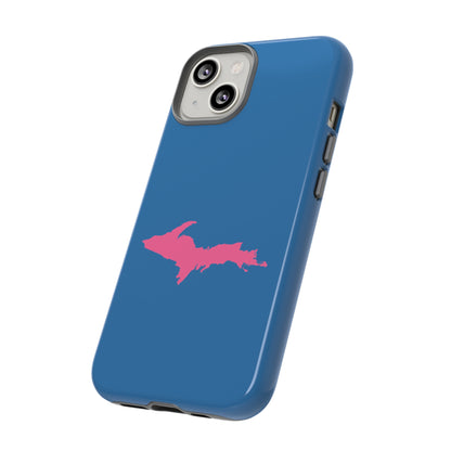 Michigan Upper Peninsula Tough Phone Case (Lake Superior Blue w/ Pink UP Outline) | Apple iPhone