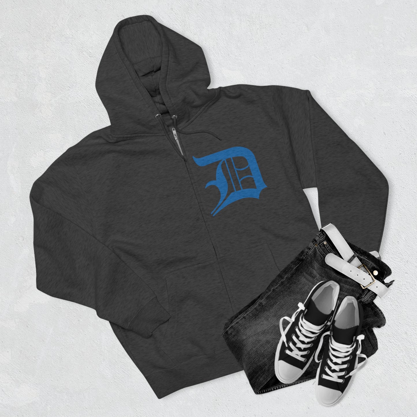 Detroit 'Old English D' Hoodie (Azure) | Unisex Full Zip