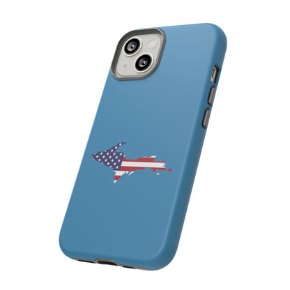 Michigan Upper Peninsula Tough Phone Case (Lake Michigan Blue w/ UP USA Flag Outline) | Apple iPhone