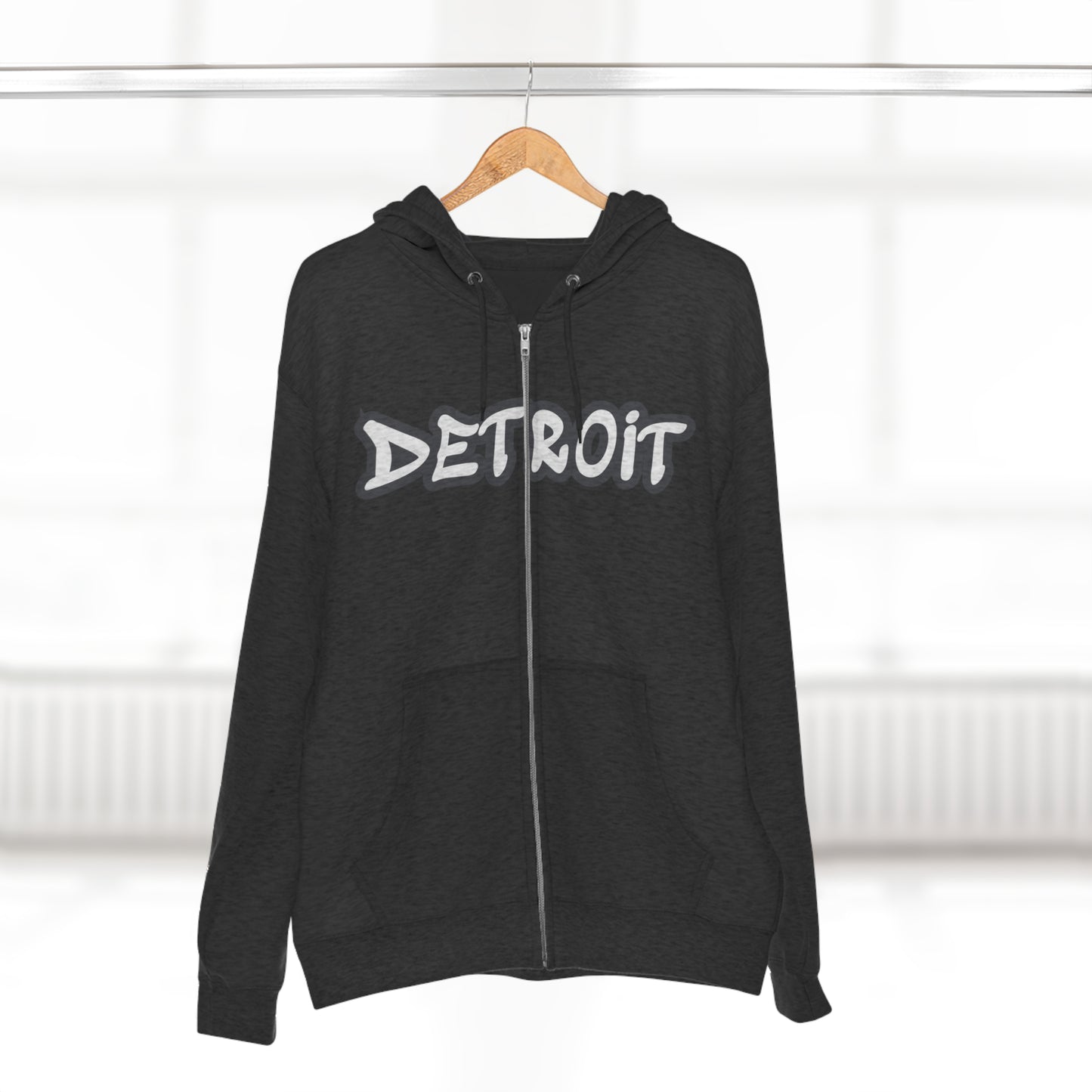 'Detroit' Hoodie (Iron Ore Grey Tag Font) | Unisex Full Zip