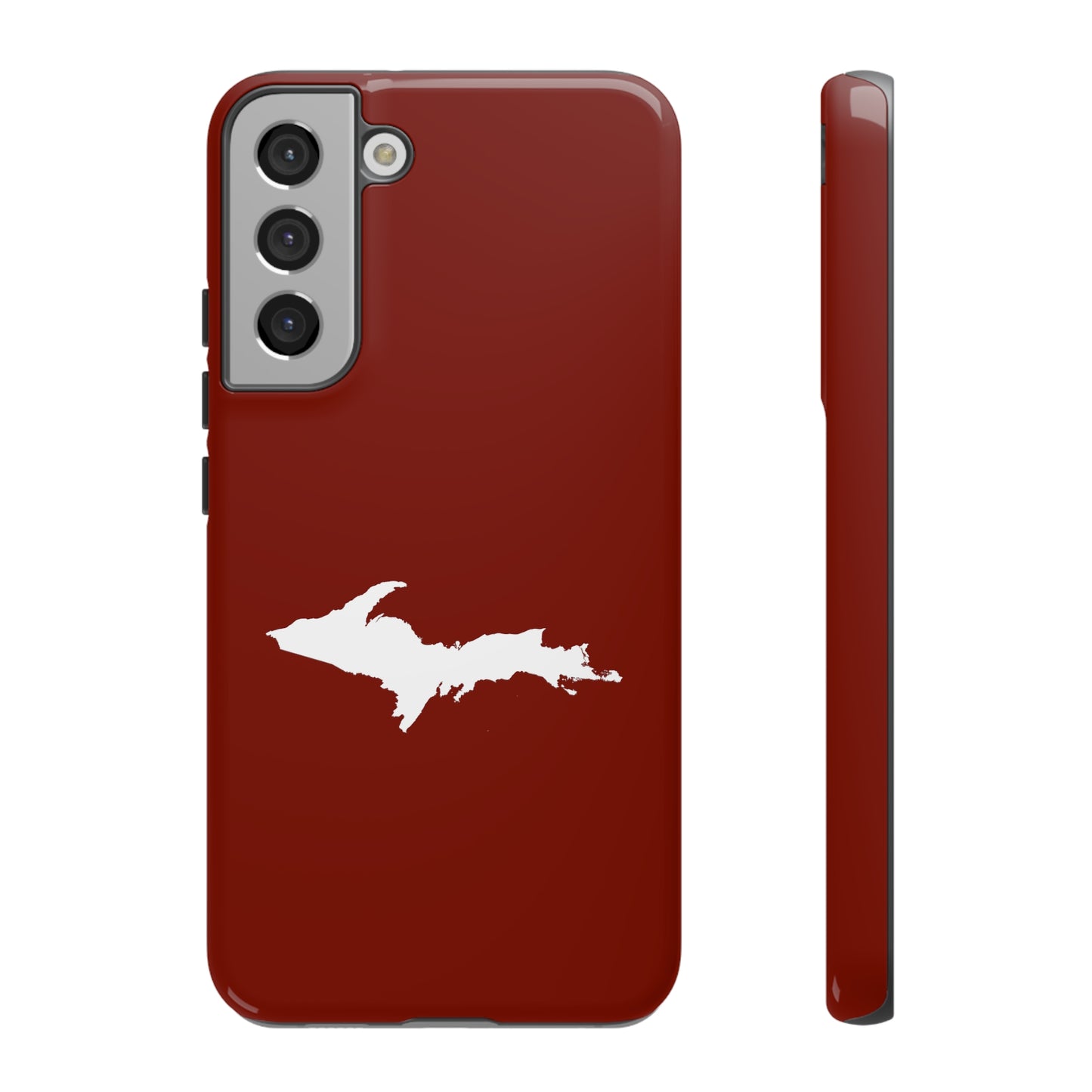 Michigan Upper Peninsula Tough Phone Case (Traverse Cherry Red w/ UP Outline) | Samsung & Pixel Android