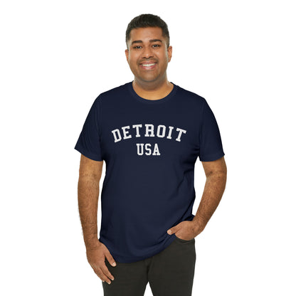 'Detroit USA' T-Shirt (Collegiate Font) | Unisex Standard