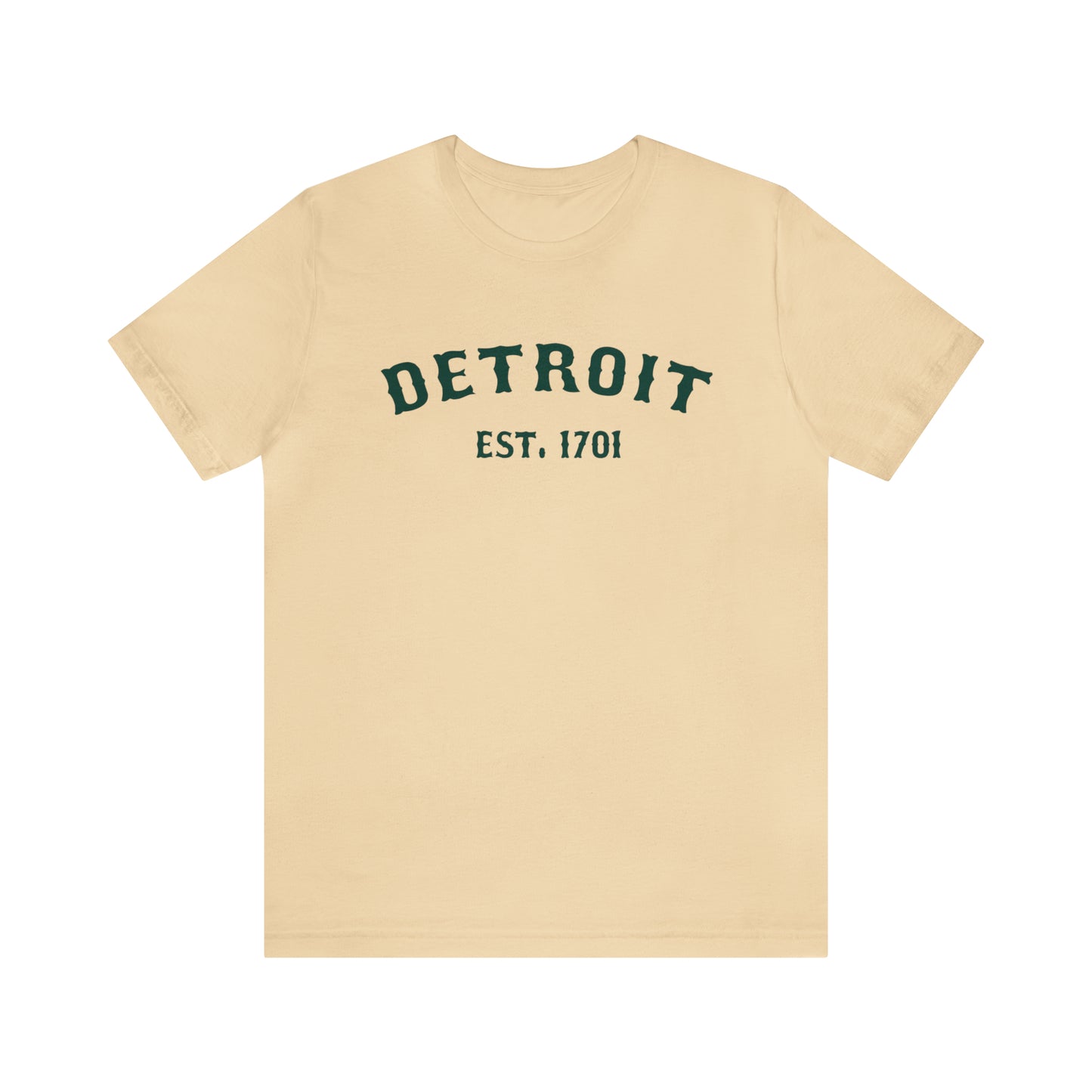 'Detroit EST. 1701' T-Shirt (Laconic Green Ballpark Font) | Unisex Standard