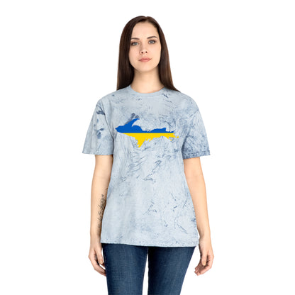 Michigan Upper Peninsula T-Shirt (w/ UP Ukraine Flag Outline) | Unisex Color Blast