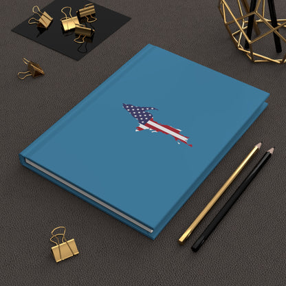 Michigan Upper Peninsula Hardcover Journal (w/ UP USA Flag) | Ruled - Lake Michigan Blue