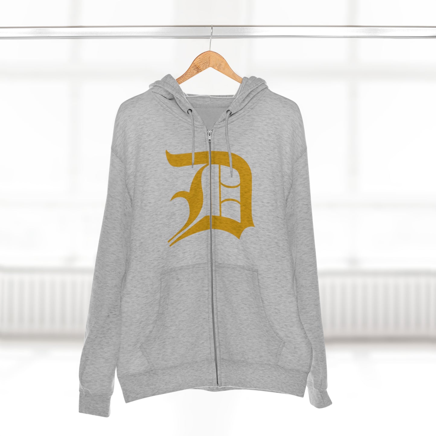 Detroit 'Old English D' Hoodie (Full-Body Gold) | Unisex Full Zip