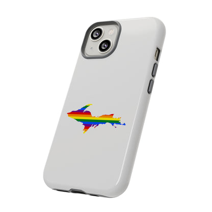 Michigan Upper Peninsula Tough Phone Case (Birch Bark White w/ UP Pride Flag Outline) | Apple iPhone