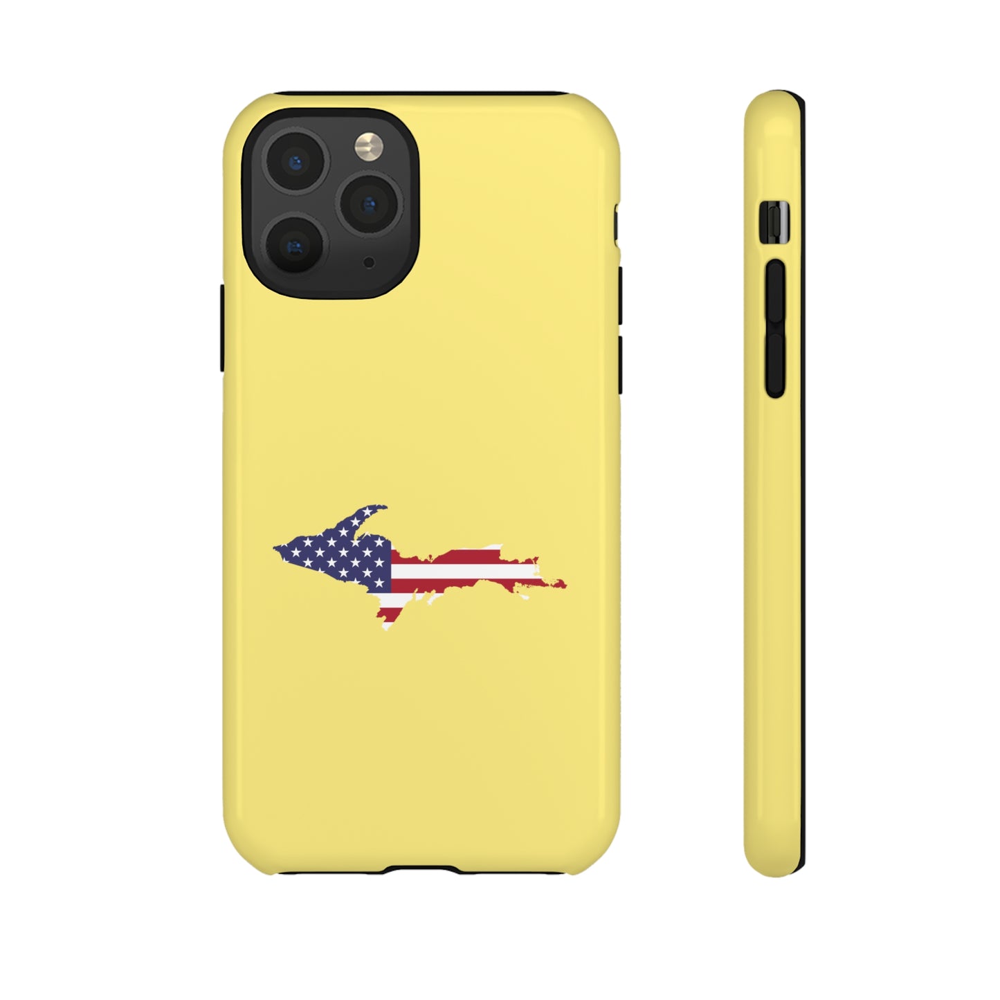 Michigan Upper Peninsula Tough Phone Case (Yellow Cherry Color w/ UP USA Outline) | Apple iPhone