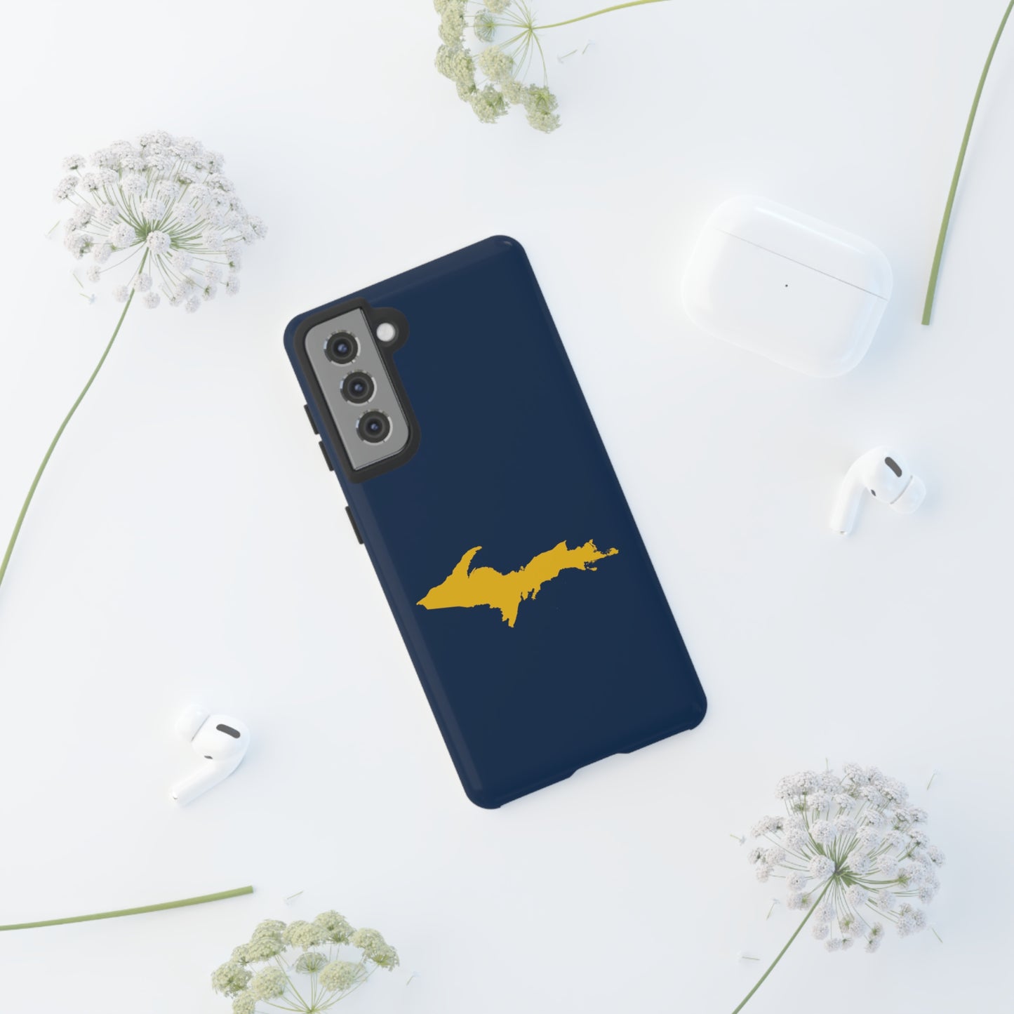 Michigan Upper Peninsula Tough Phone Case (Navy w/ Gold UP Outline) | Samsung & Pixel Android