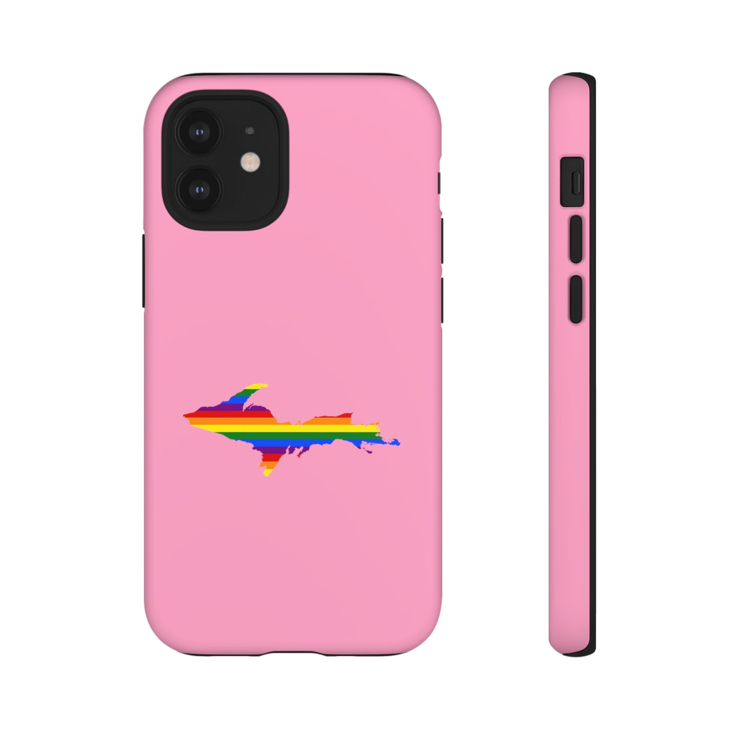 Michigan Upper Peninsula Tough Phone Case ('67 Pink Caddie w/ UP Pride Flag Outline) | Apple iPhone