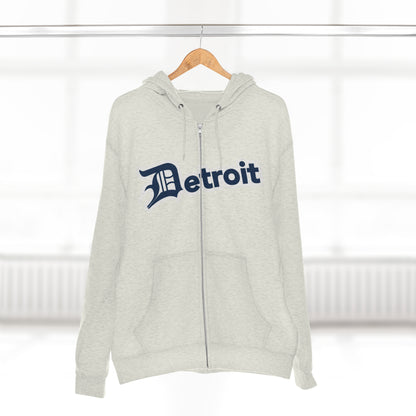 Detroit' Hoodie (Navy w/ Old English 'D') | Unisex Full Zip