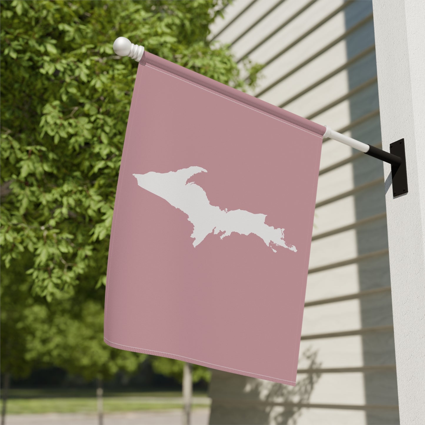 Michigan Upper Peninsula Home & Garden Flag (w/ UP Outline) | Cherry Blossom Pink