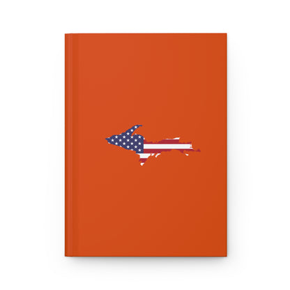 Michigan Upper Peninsula Hardcover Journal (w/ UP USA Flag) | Ruled - Maple Leaf Orange