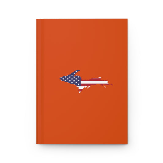 Michigan Upper Peninsula Hardcover Journal (w/ UP USA Flag) | Ruled - Maple Leaf Orange